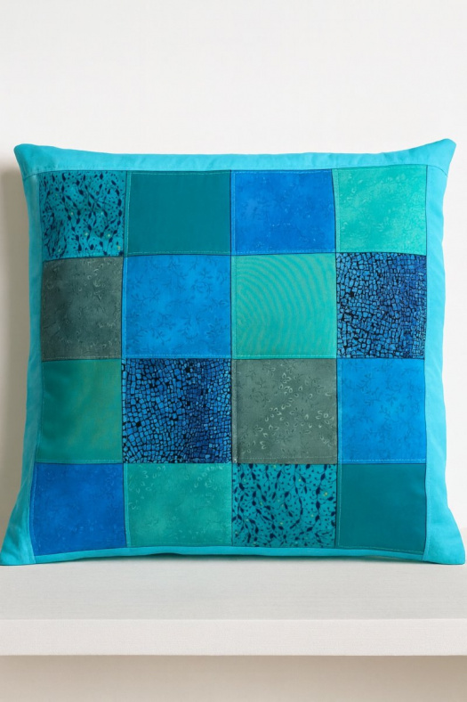 Patchworkový povlak na polštář - Barvy oceánu