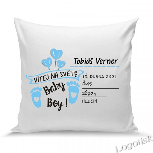 Polštář k narození miminka pro kluka