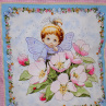 Dekorační polštářek s květinkovým andílkem, 40x40 cm