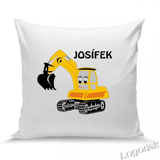 Polštářek pro kluky Bagr se jménem na přání