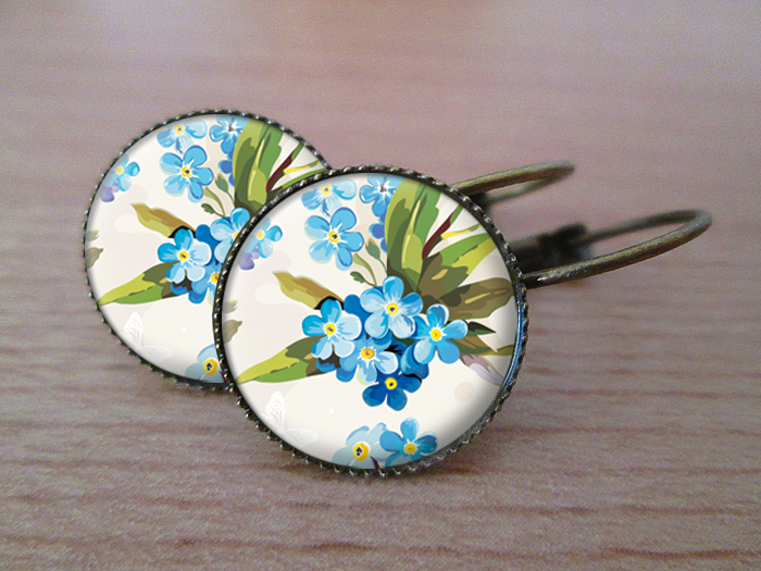 VINTAGE VISACÍ NÁUŠNICE - Pomněnky