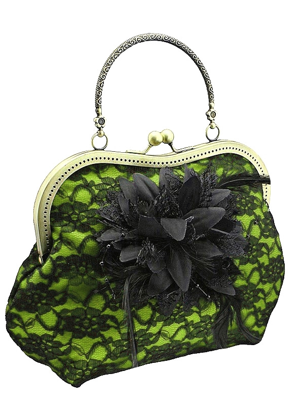 Dámská společenská kabelka s krajkou 09551A