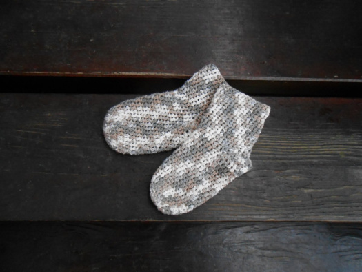Ponožky háčkované hnědé melírované