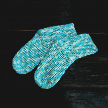 Ponožky háčkované tyrkysové melírované