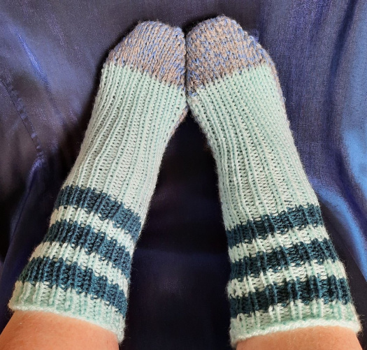 pletené ponožky tyrkysovomodré