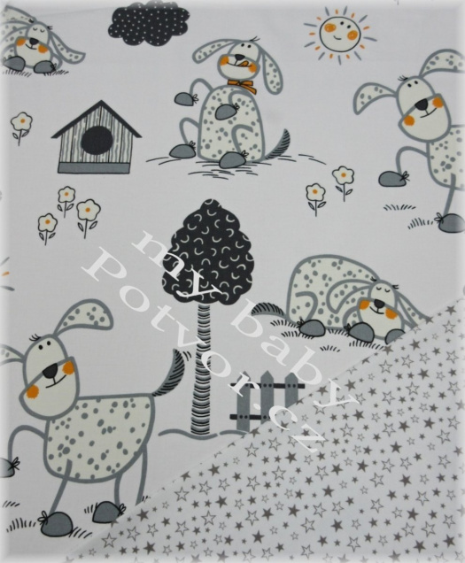 Povlečení do postýlky 110x125, 35x55 Pejsci s hvězdičkami
