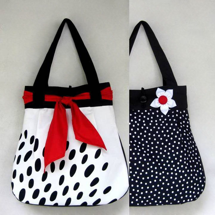 Černobíla s puntíkem OBOUSTRANNÁ taška 2v1