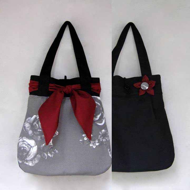 Šedo-černá OBOUSTRANNÁ taška 2v1