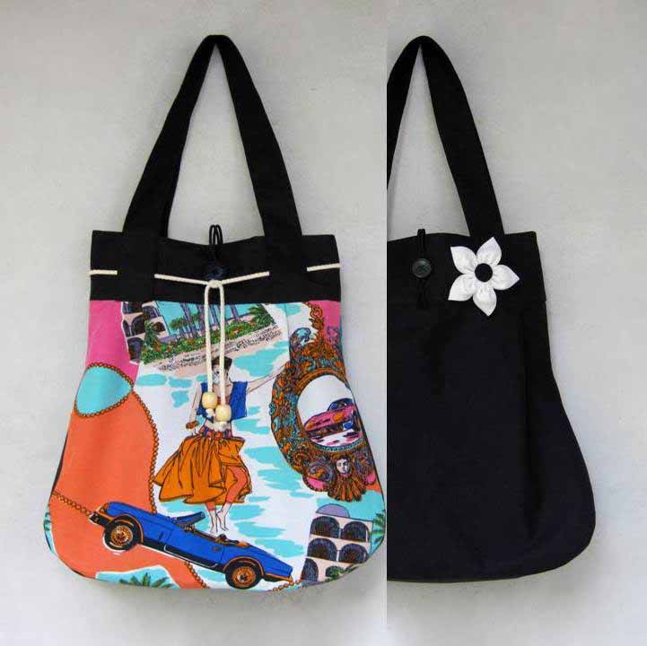 Retro - černá OBOUSTRANNÁ taška 3v1