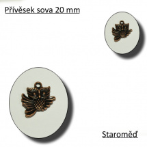 Přívěsek sova, 20 mm, měď