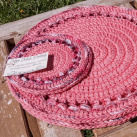 Háčkované prostírání s podtácky - sada růžová