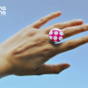Puntíkatý retro prstýnek - růžový