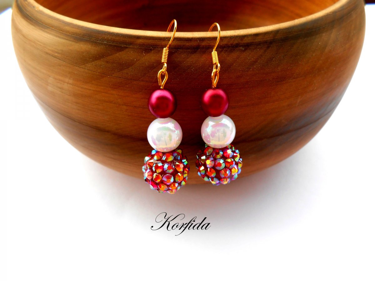 Náušnice červené AB efekt (270/16)