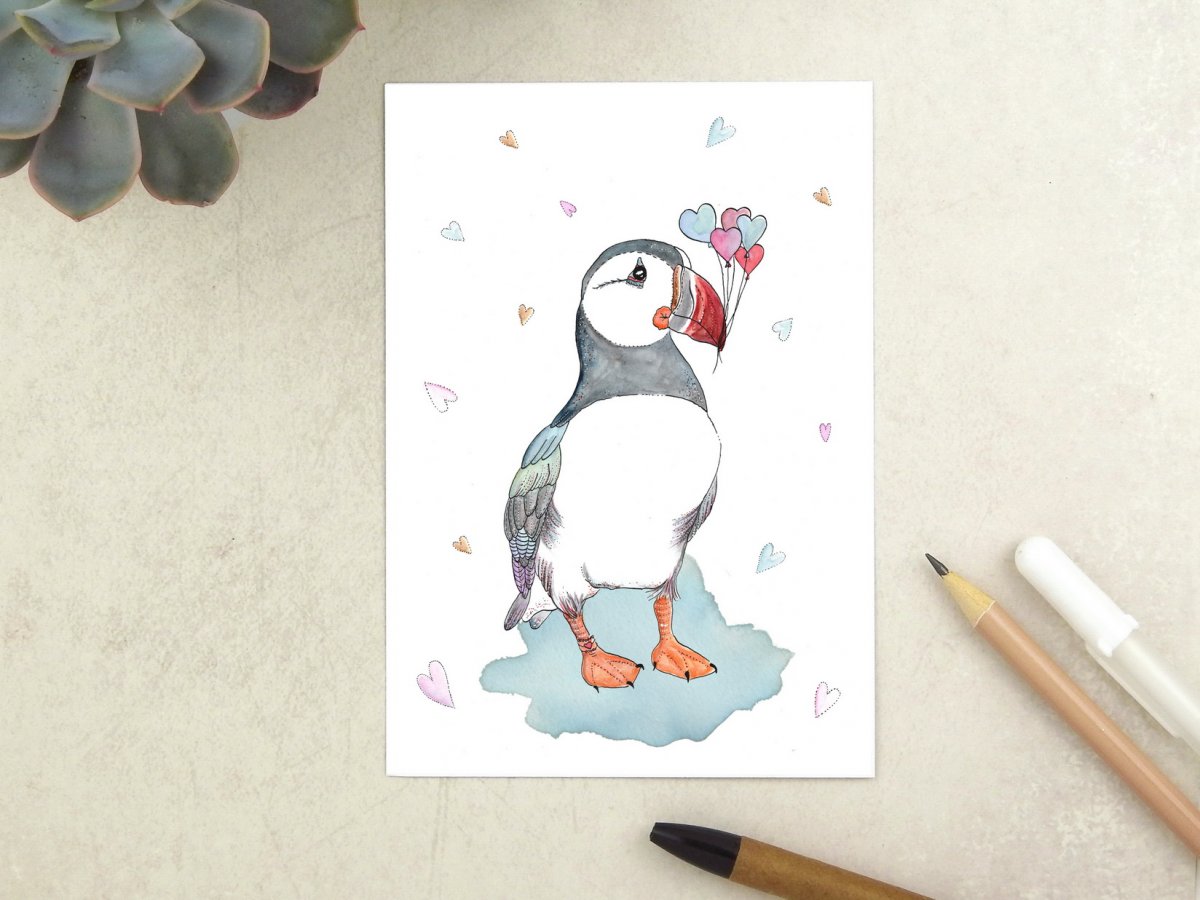 Zamilovaný papuchalk - pohlednice