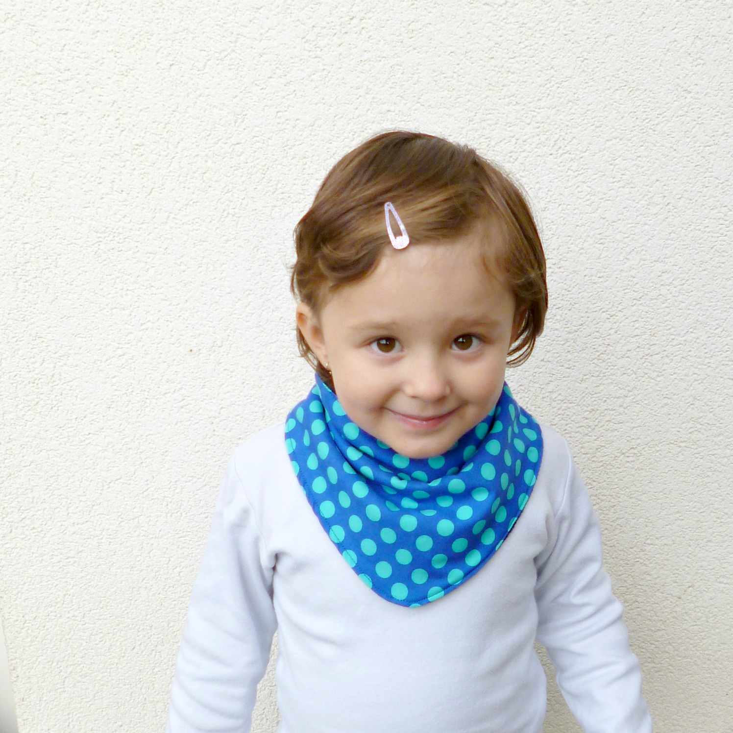 Nákrčník puntík - tyrkysový fleece 