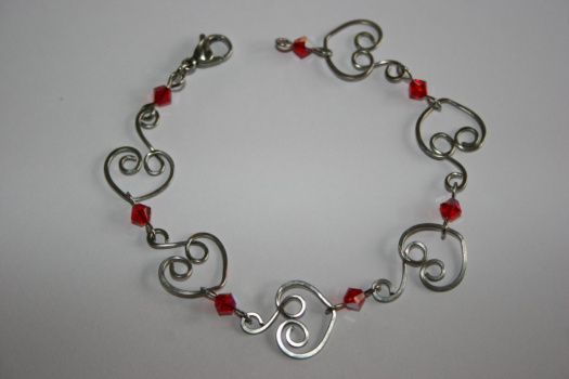 Náramek - srdce - chirurgická ocel - Swarovski
