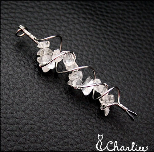 Přívěsek - KŘIŠŤÁLOVÁ - dvojspirála - hypoalergenní chirurgická ocel