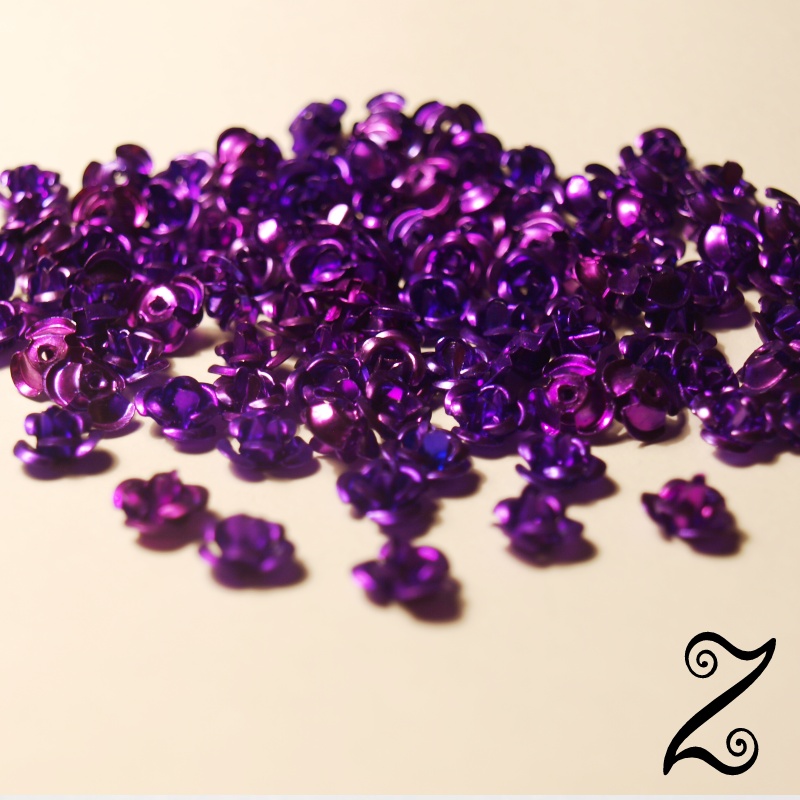 Kovová růžička, fialová, 6 mm (10ks)