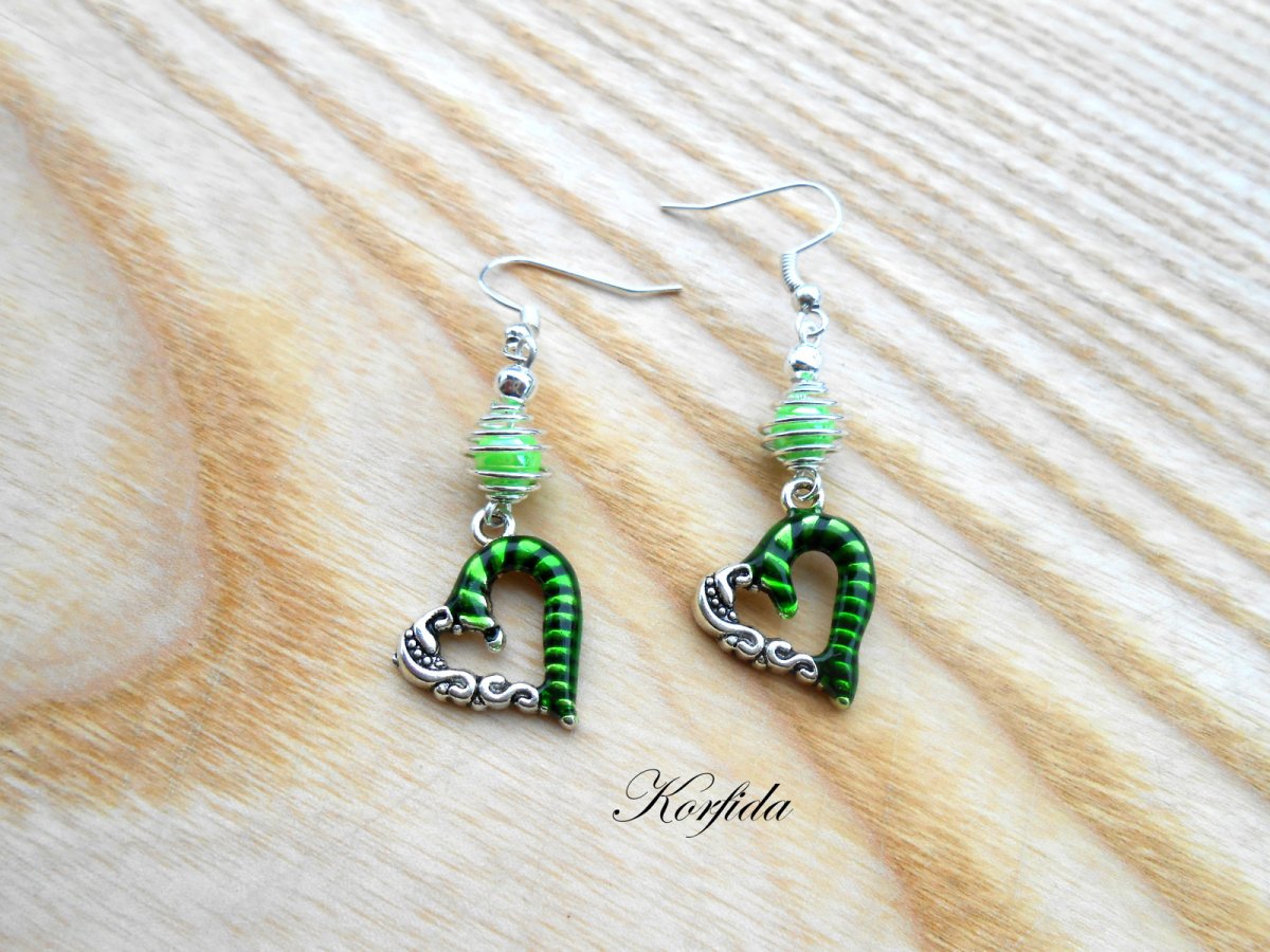 Náušnice srdíčka do zelena (571/16)