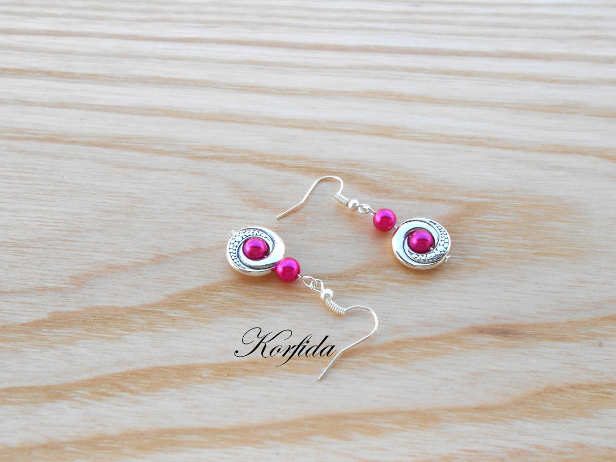 Náušnice kolečka + růžová (554/16)