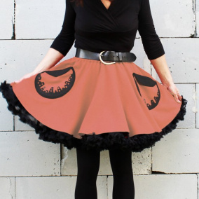 FuFu sukně meruňková s kapsami a s černou spodničkou