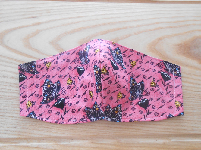 Rouška růžová s motýlky (314/20)