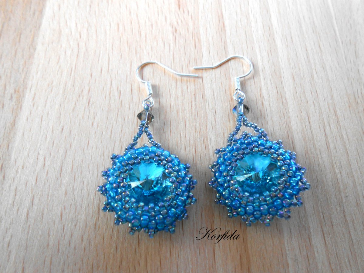 Náušnice modrá elegance swarovski rivoli (87/16)