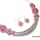 Růžová souprava - náhrdelník + naušnice