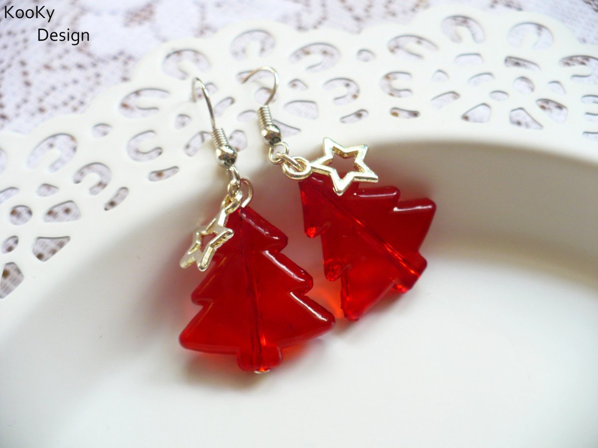 Visací náušnice - vánoční stromeček