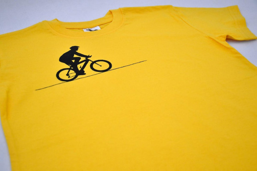 Žluté dětské tričko s černým cyklistou
