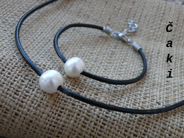 Kůže ,nerez,perla-souprava