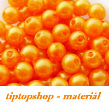 Voskované plast.perličky, oranžová, 6mm (300ks)