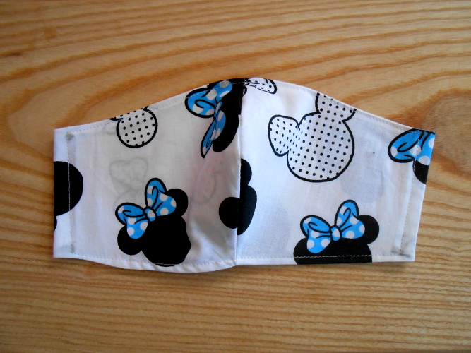 Rouška bílá s tyrkysovými mašličkami Minnie (65/20)