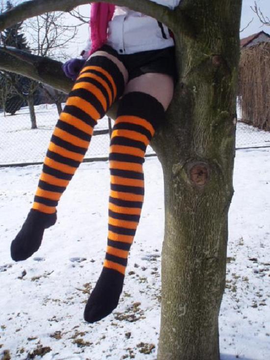 Ručně pletené nadkolenky