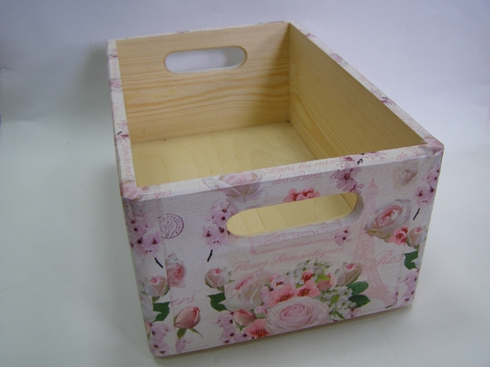 Přepravka box s bočními otvory bez víka - vintage paris