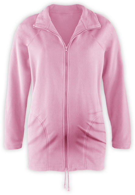 těhotenská MIKINA, zip, fleece, světle růžová