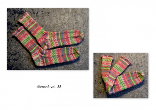 dámské ponožky růžovo-zelené