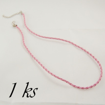 Růžový koženkový náhrdelník (40 0004)