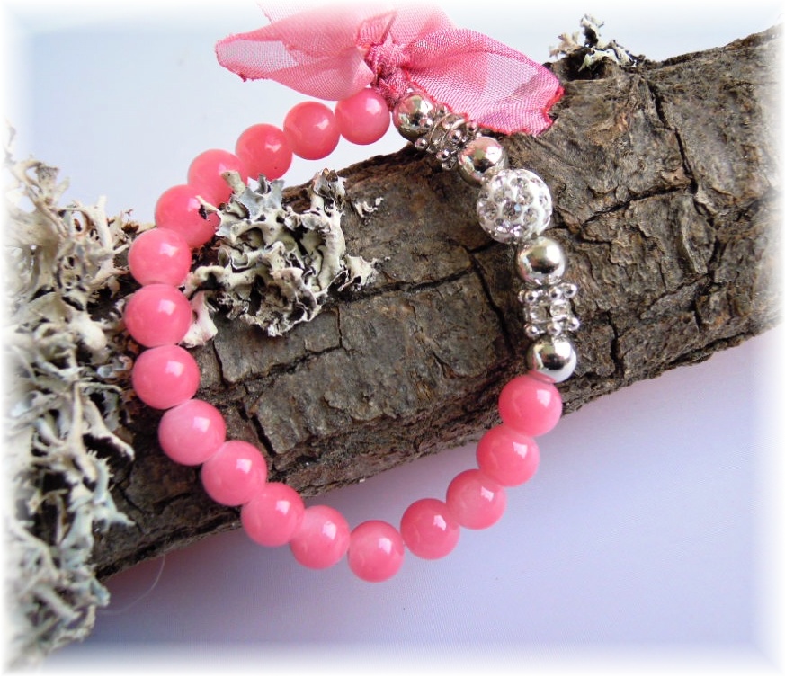 náramek achátový růžový