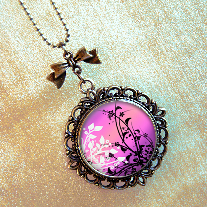 Vintage přívěsek - Růžový keřík