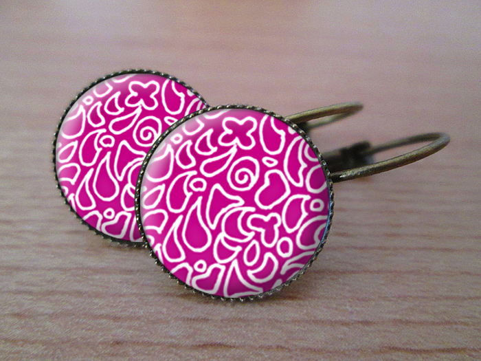 VINTAGE VISACÍ NÁUŠNICE - Fialovo-růžová Indie