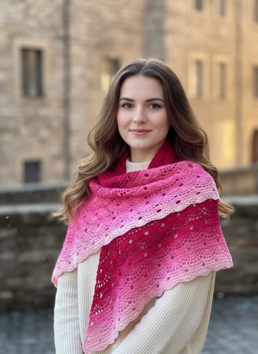 Jahodové zachumlání - háčkovaný pléd