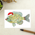 Pohlednice vánoční/zimní s kaprem