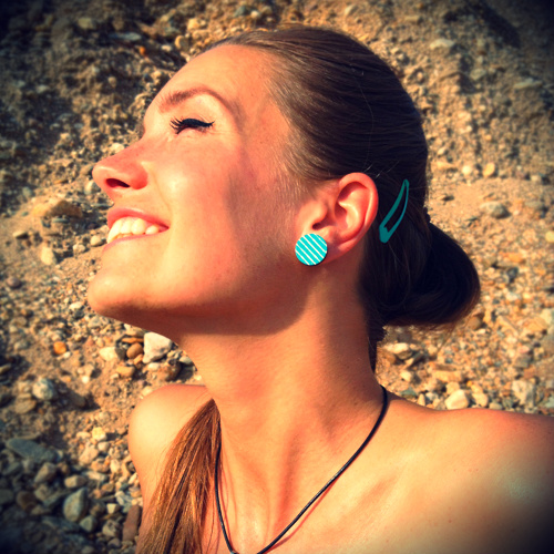 Retro puzetky tyrkysové s proužky