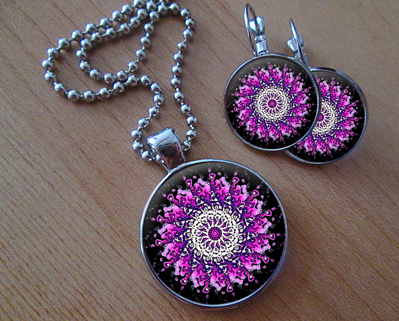 Pinkie glow  -  Sada náušniček a přívěsku