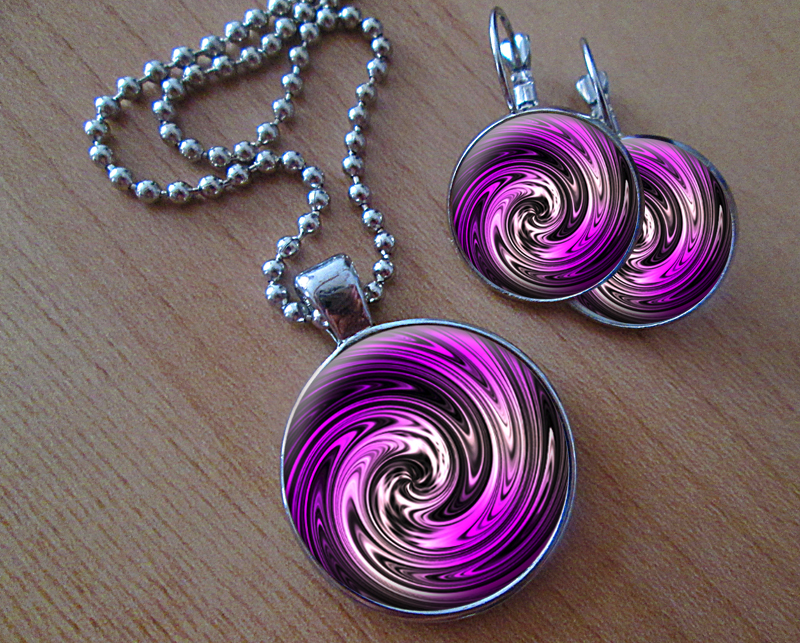 Sada náušniček a přívěsku "Borůvkové"