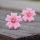 Sakury, fimo náušnice kytičky květy růžové