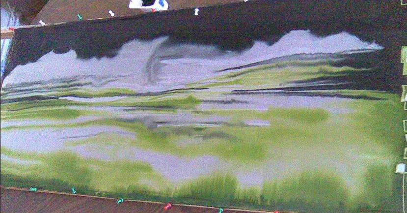 100% hedvábní šála 180 x 45 cm zelená bouře