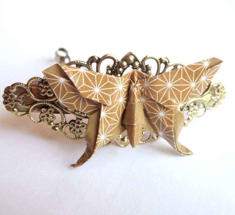 Podzimní origami motýlková spona