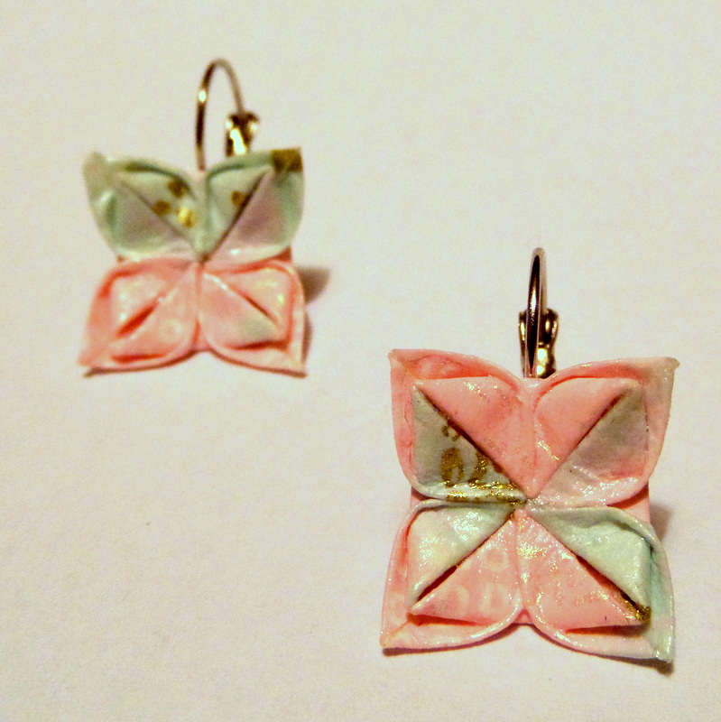 Cukrová vata II - origami náušnice